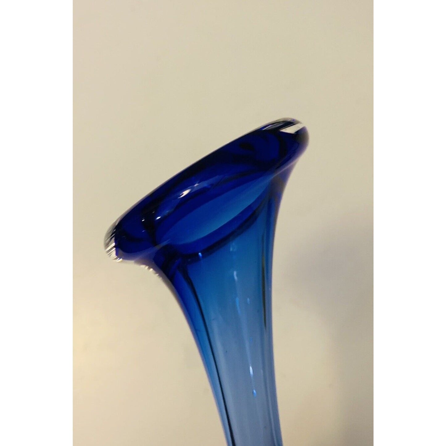 Vintage Cobalt Blue Aseda Glass Bud Vase Controlled Bubble Base