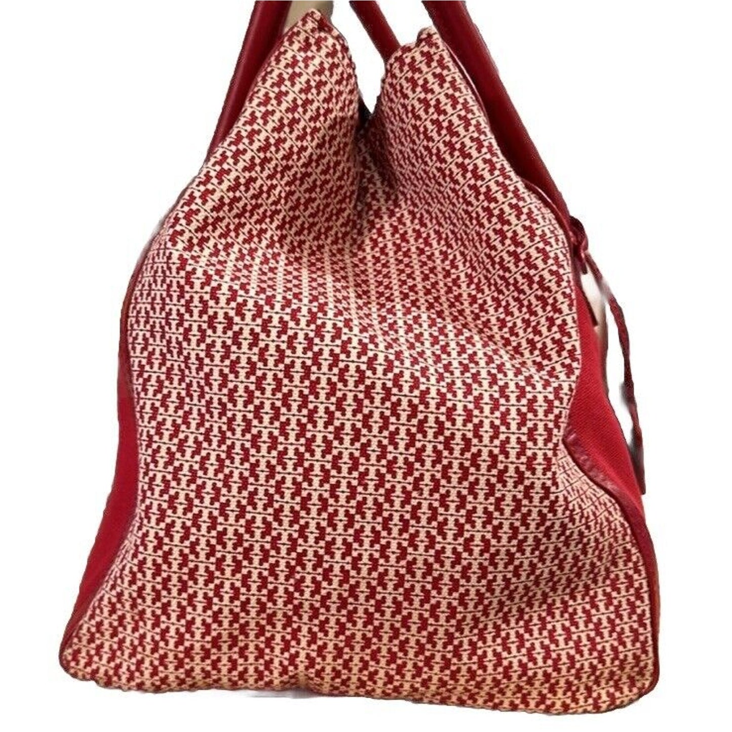 Tory Burch Red Savannah Print Women's Canvas Tote B2925