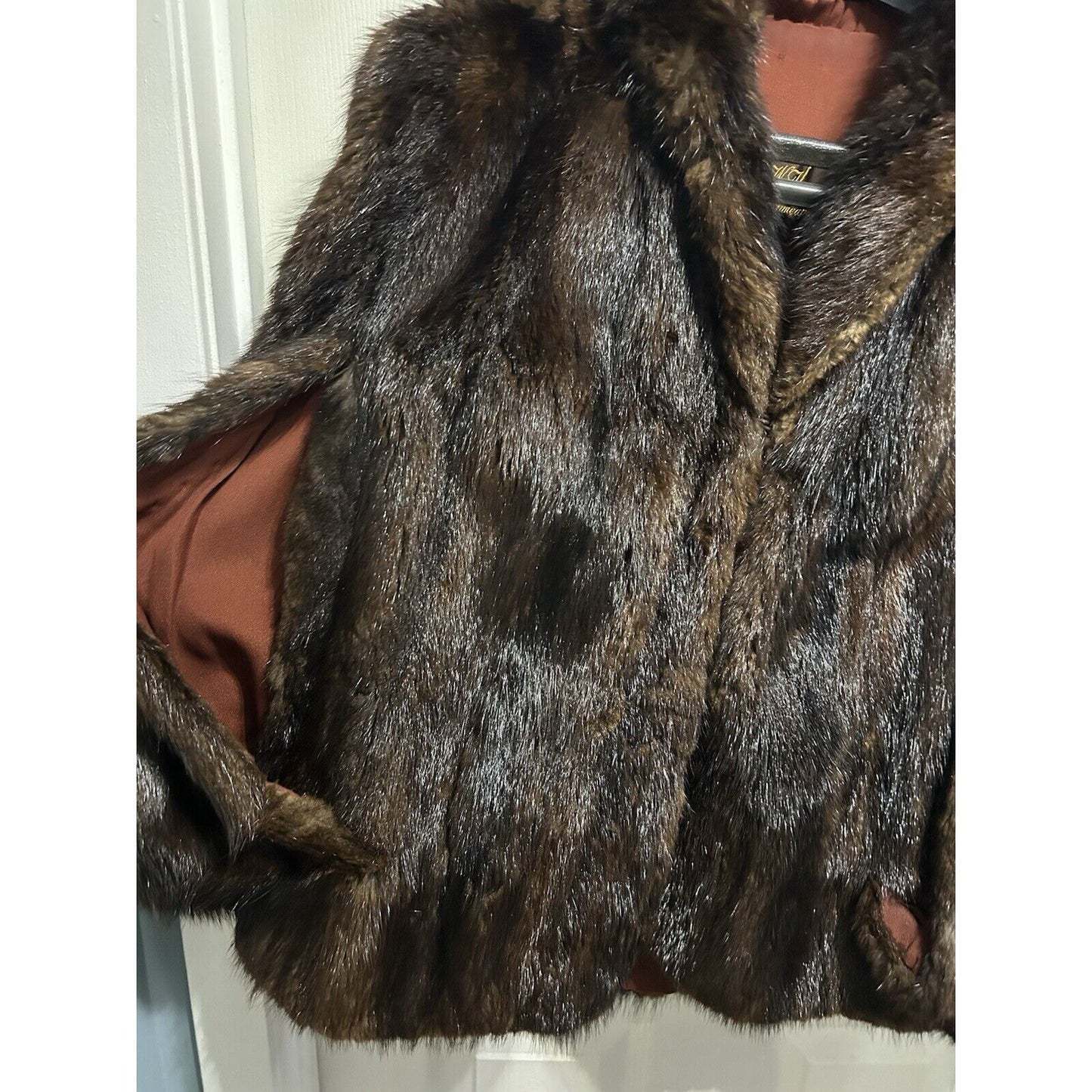 Vintage John W. Thomas & Co. Minneapolis 1950's-60's Brown Black Fur Cloak Coat