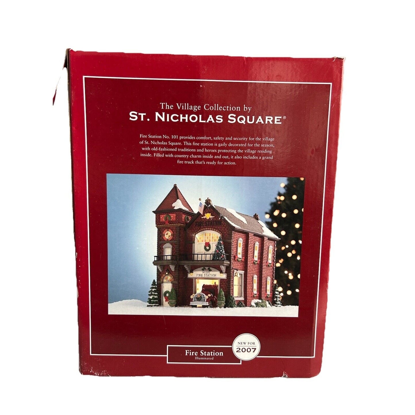 St Nicholas Square Fire Station 2007 Village Collection Illuminated Original Box