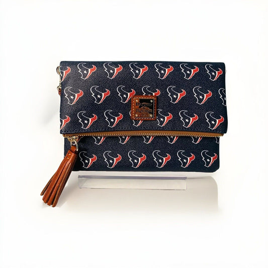 New Dooney & Bourke Houston Texans Foldover Crossbody Clutch Blue Red NFL