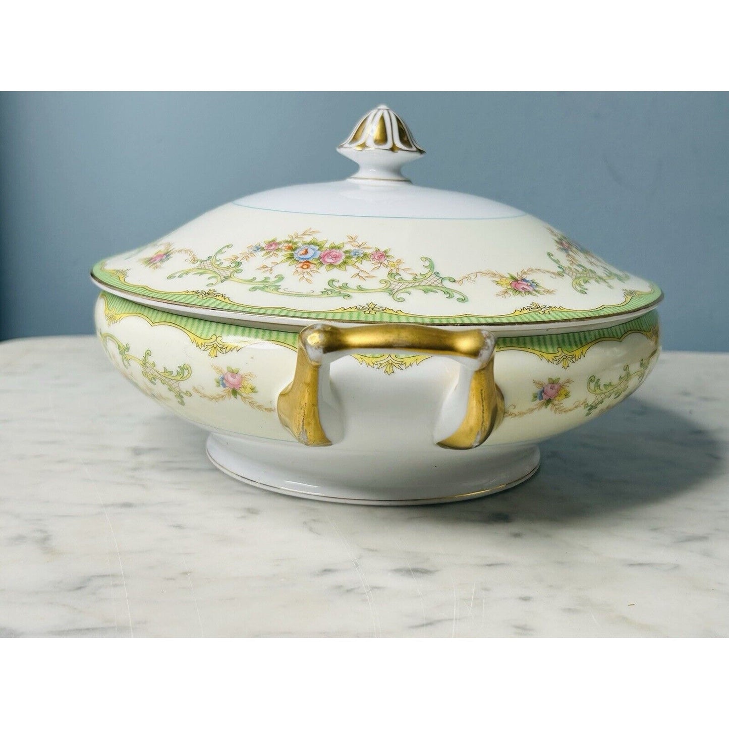 Noritake Marlene Tureen Serving Bowl Floral Gold Trim Japan Vegetable Covered