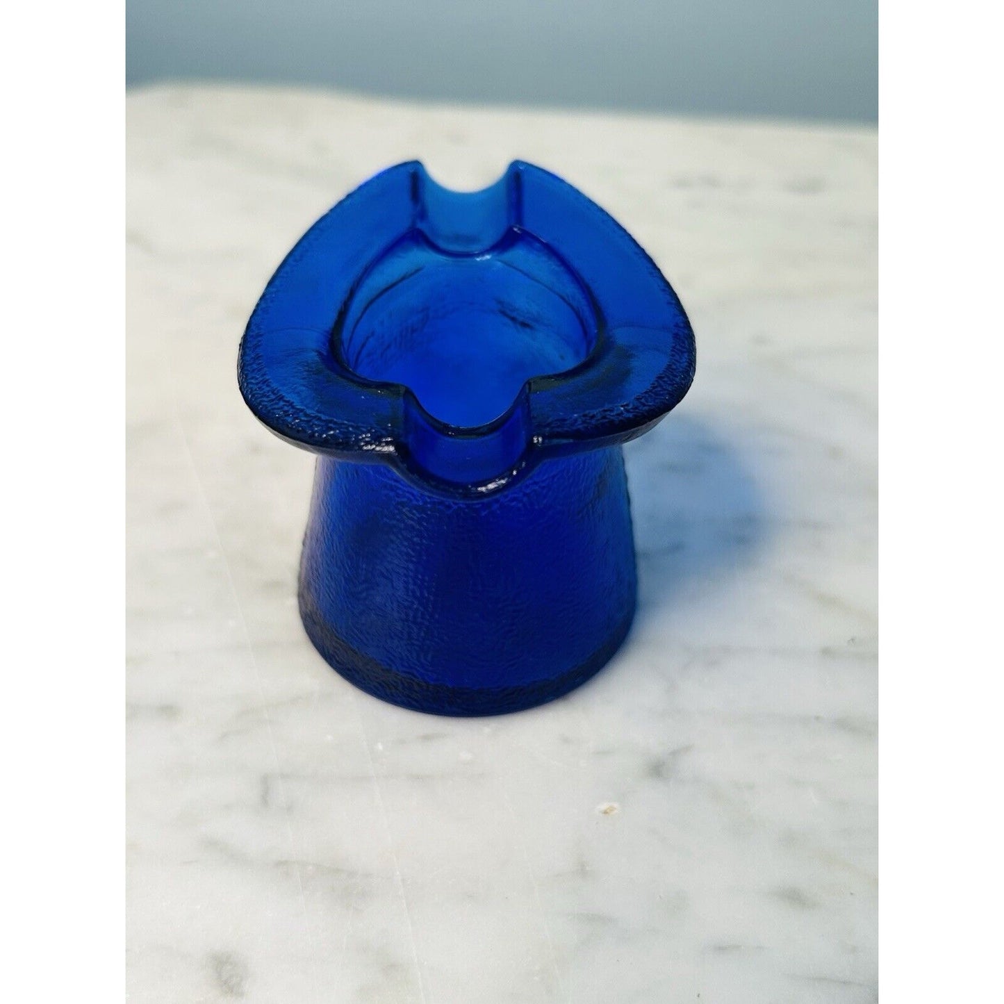 Vtg Cobalt Blue Art Glass Top Hat AshTray Trinket Collectible Figurine Toothpick