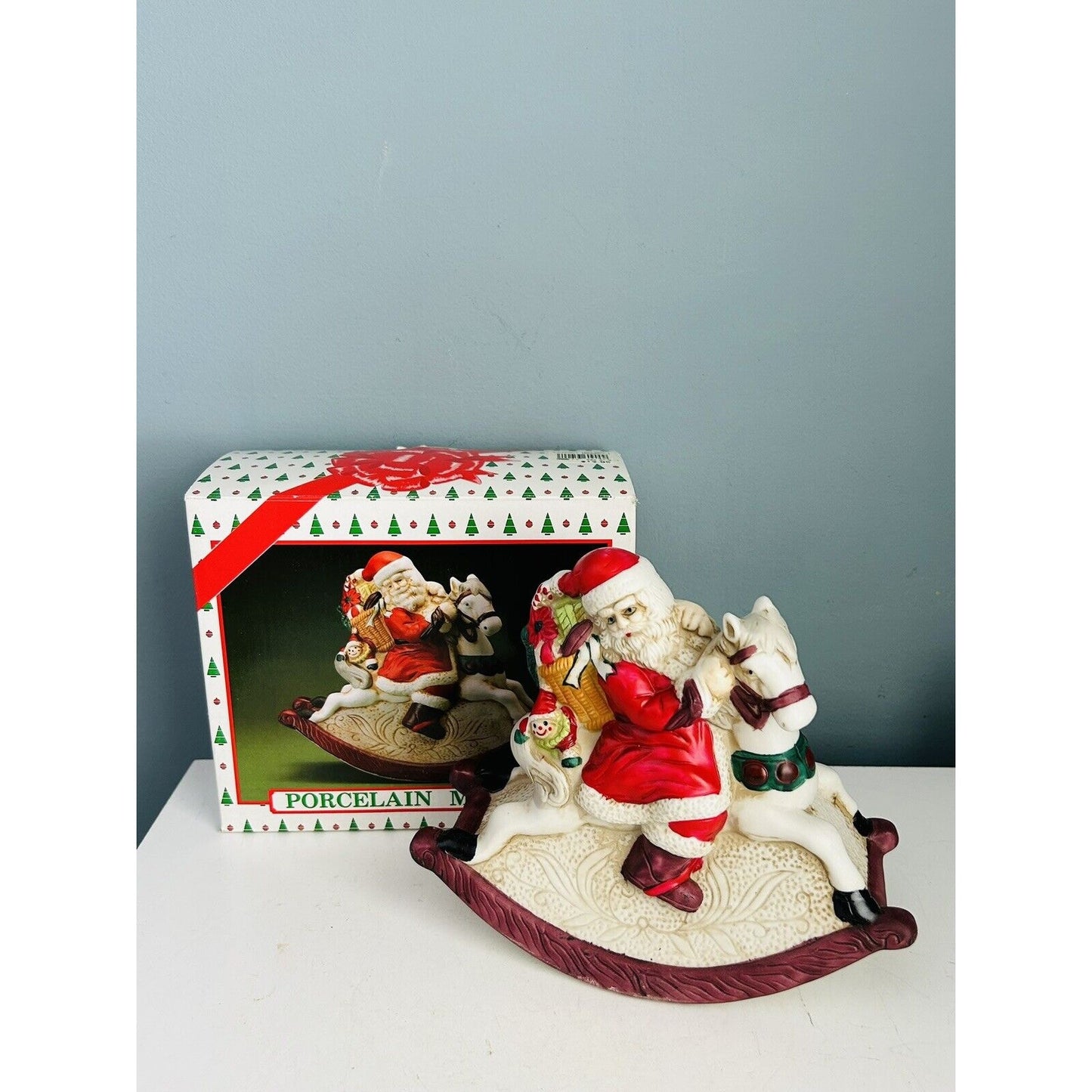 Vintage Target Music Box Santa on Rocking Horse Ceramic Musical In Original Box