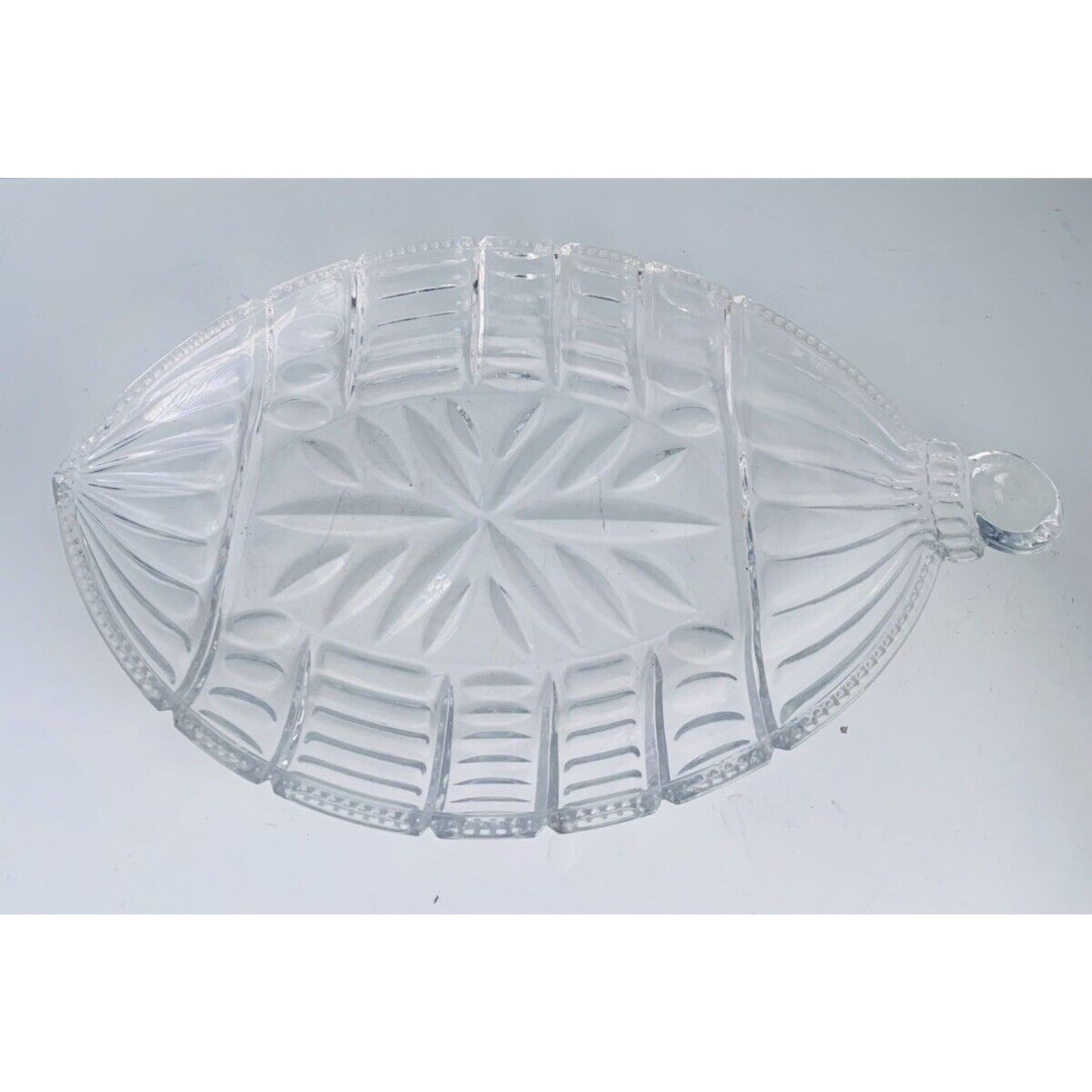 Vintage Fifth Avenue 15” Crystal Ornament Shaped Serving Dish Platter Christmas