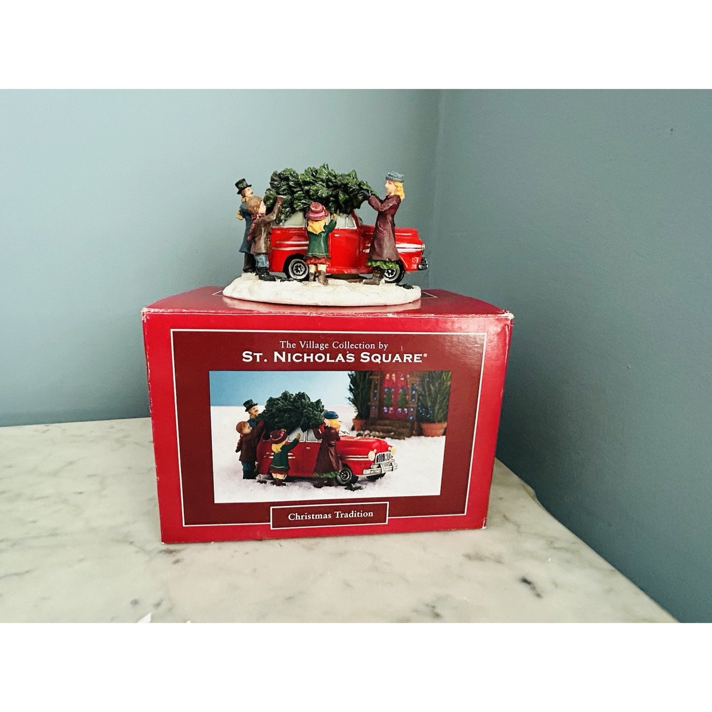 The Village Collection St. Nicholas Square Christmas Tradition Red Car Tree Top