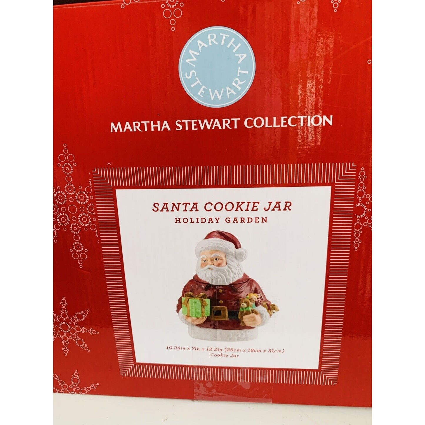 2011 Martha Stewart 13” Santa Cookie Jar Original Box Macy’s Holiday Christmas