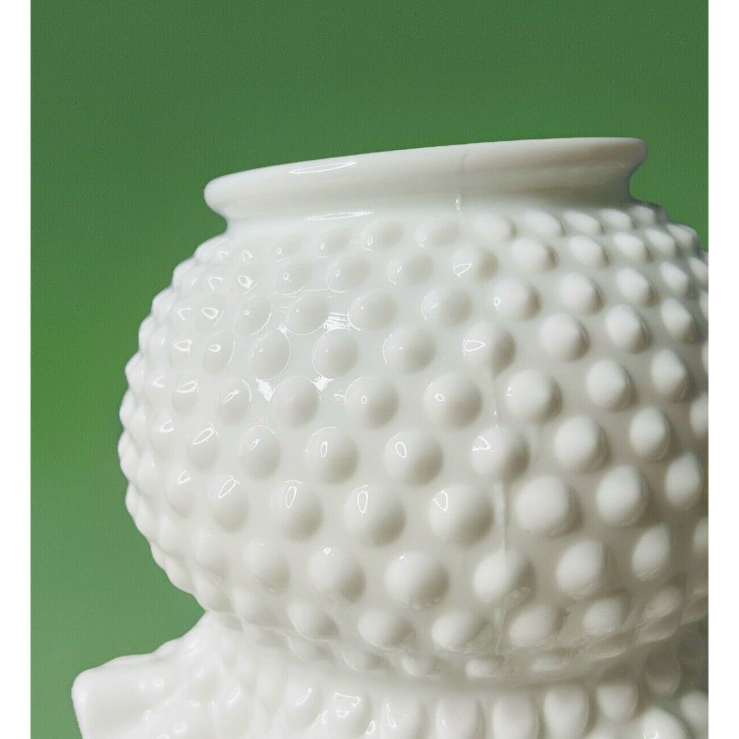 Vintage Fenton 6” Tall White Milk Glass Ruffled Edge Hobnail Bouquet Vase Bowl