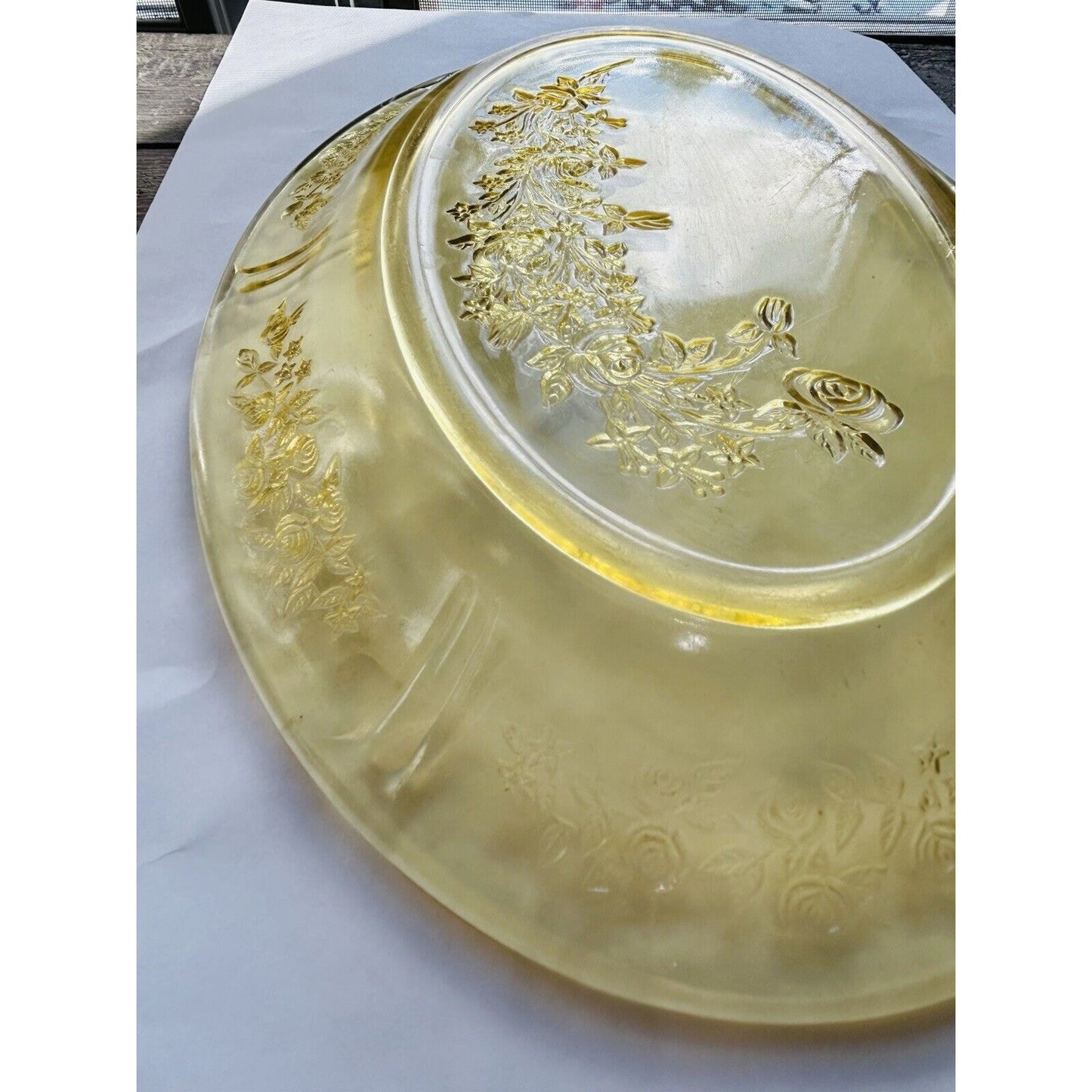 Federal Depression Glass Amber Sharon Cabbage Rose Serving Yellow Platter Plate