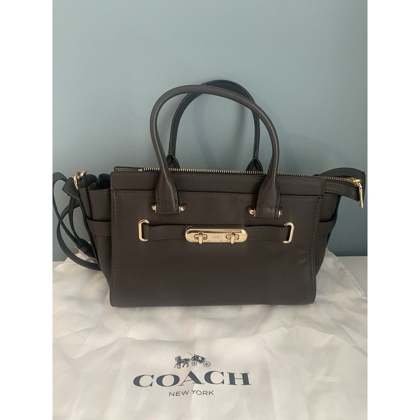 Coach Swagger 27 Leather Oxblood Satchel Crossbody Handbag GK388 Brown