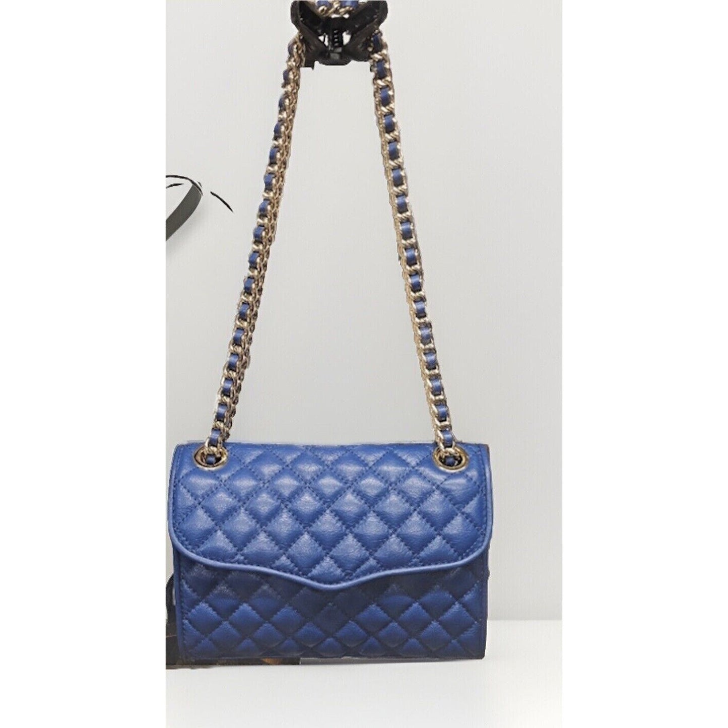 Rebecca Minkoff Quilted Chain Link Bag Blue Color Authentic Gold Chain Crossbody