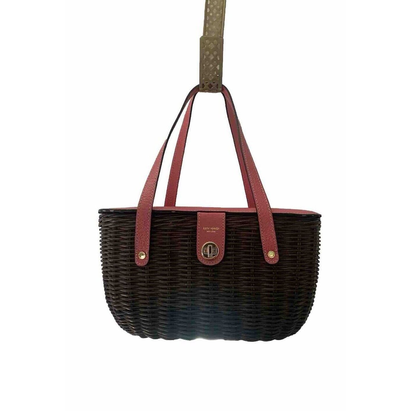 11" Vintage Kate Spade Original Wicker Leather Picnic Basket Style Handbag Purse