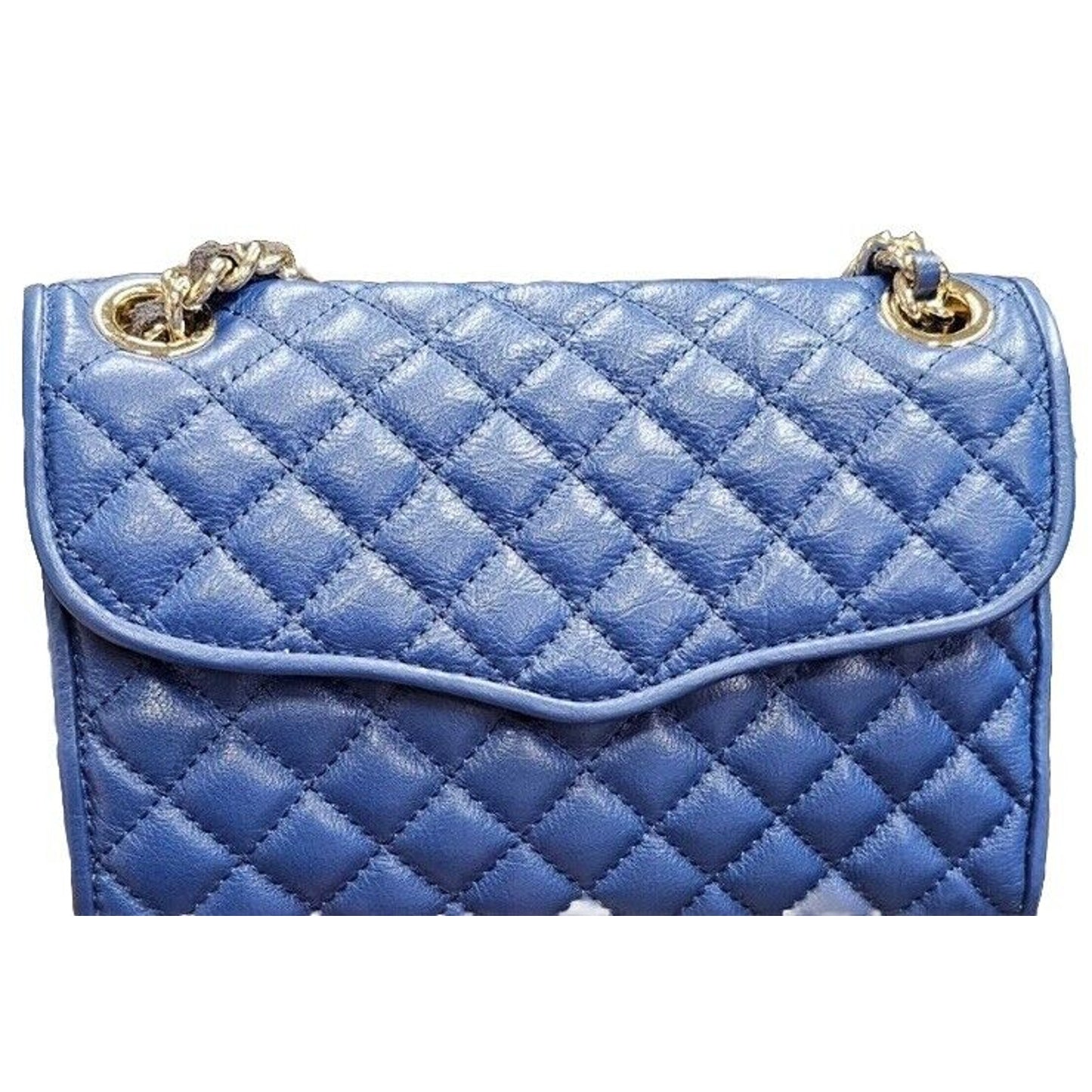 Rebecca Minkoff Quilted Chain Link Bag Blue Color Authentic Gold Chain Crossbody