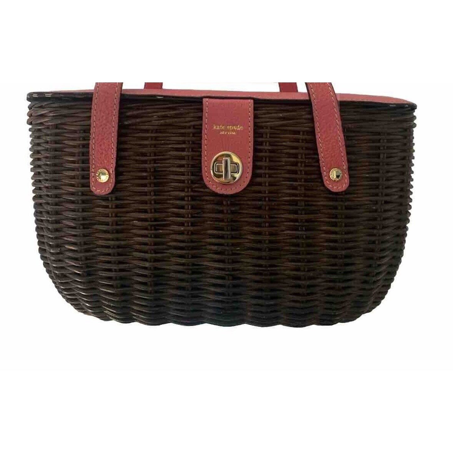 11" Vintage Kate Spade Original Wicker Leather Picnic Basket Style Handbag Purse