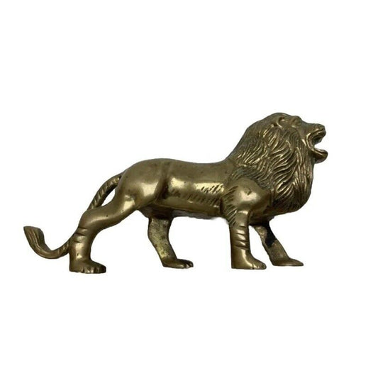 Vintage Solid Heavy Brass Leo Lion Sculpture Statue Figurine King of The Jungle