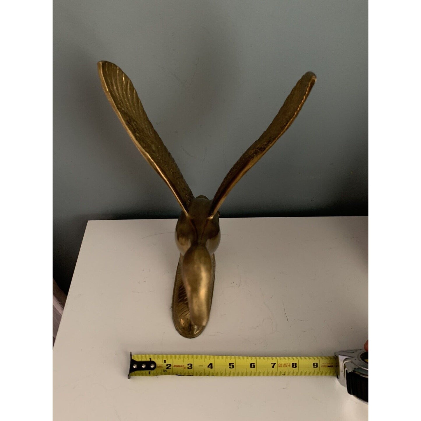 Vintage Solid Brass Taking Off Flying Duck Wings Up 14.75'' Tall