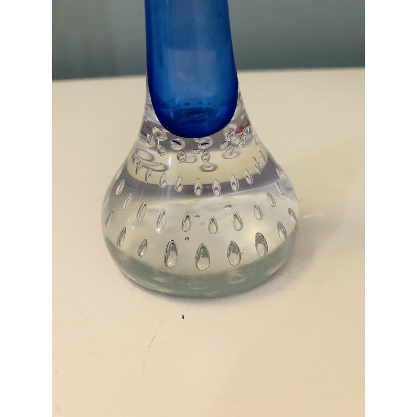 Vintage Cobalt Blue Aseda Glass Bud Vase Controlled Bubble Base