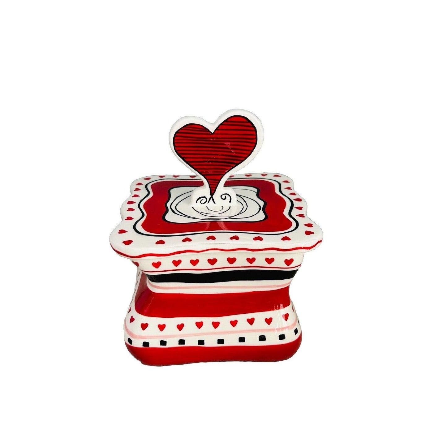 NWT Valentine’s Day Heart Canister 6” Tall 2 Piece Candy Jar Bella Casa by Ganz