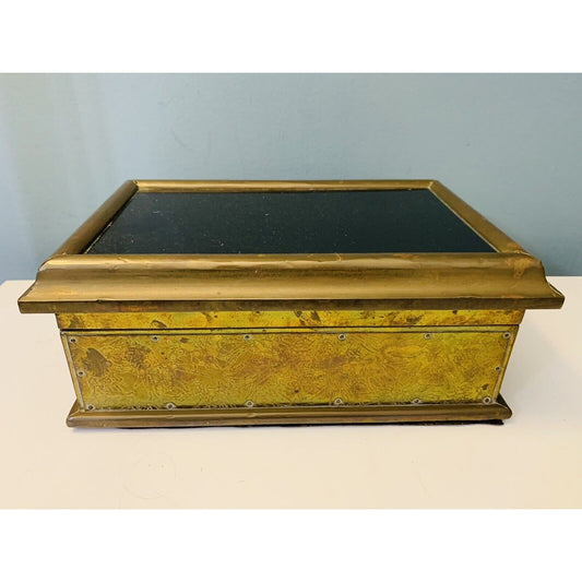 Vintage Large 12” Brass Jewelry Dresser Parlor Trinket Casket Box Home Decor