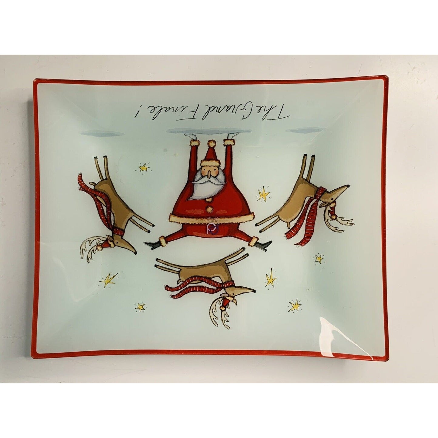 NWT Christmas Tray Prima Design Santa Leapong Reindeer The Grande Finale Stars