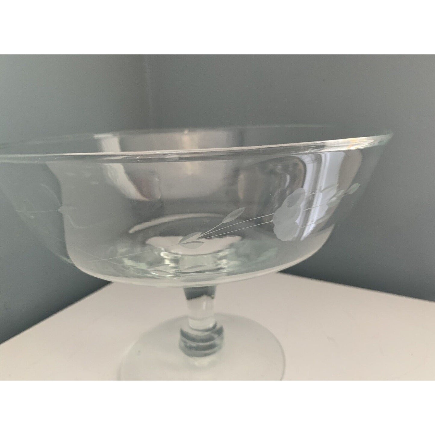 Vintage Crystal Princess House Heritage Flower Footed Pedestal Compote Bowl 7"