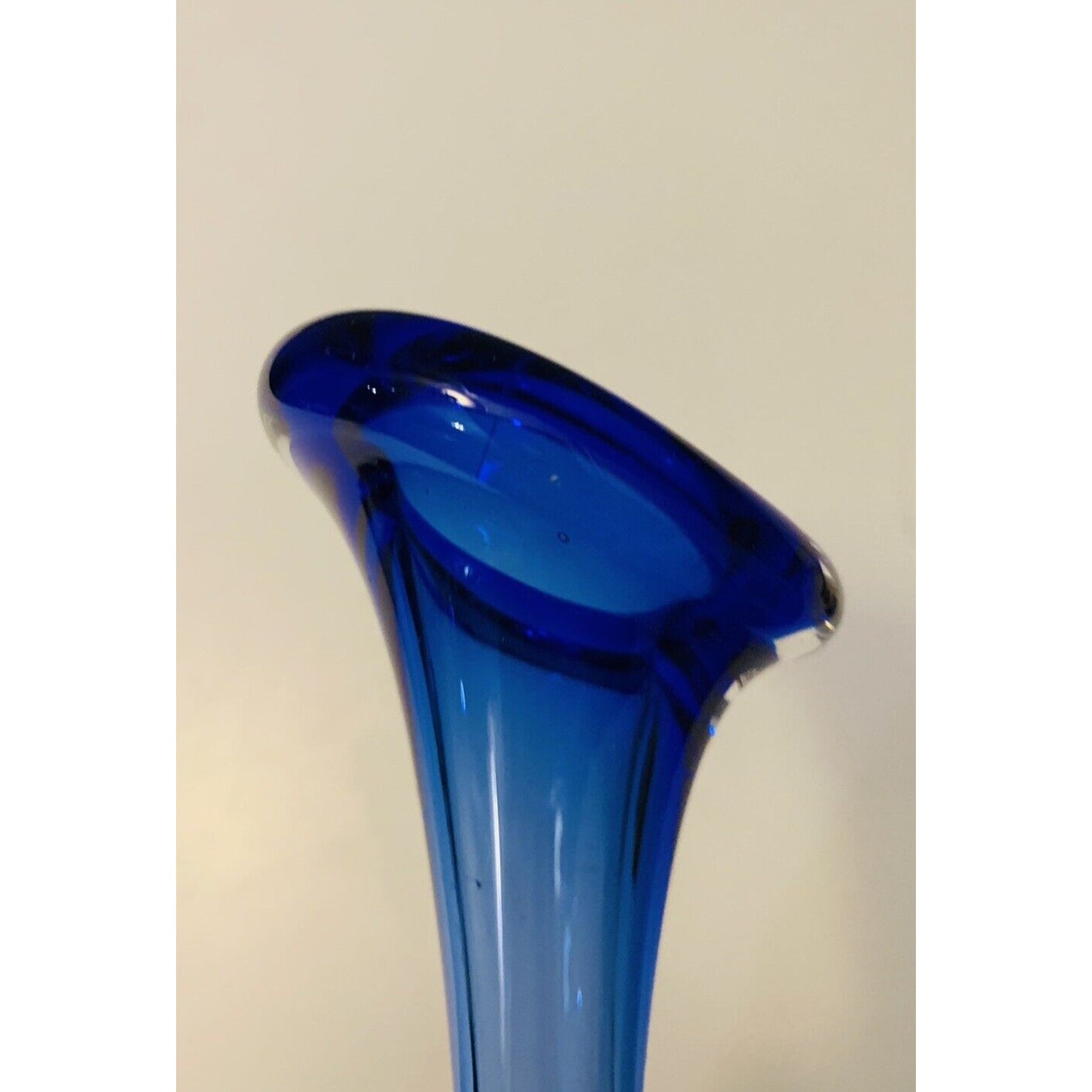 Vintage Cobalt Blue Aseda Glass Bud Vase Controlled Bubble Base