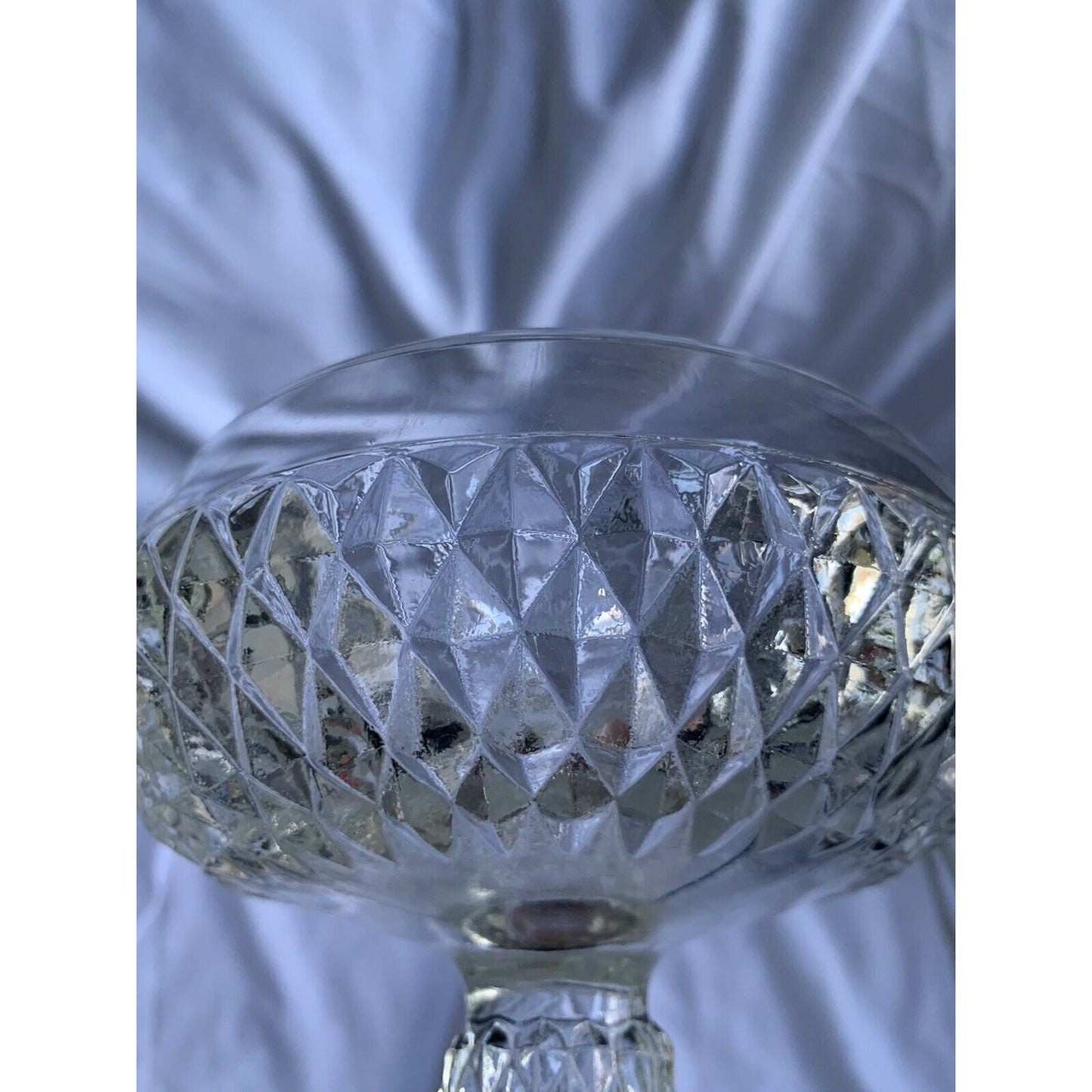 Vintage Indiana Glass Diamond Point Compote Pedestal Bowl Candy Dish No Clear