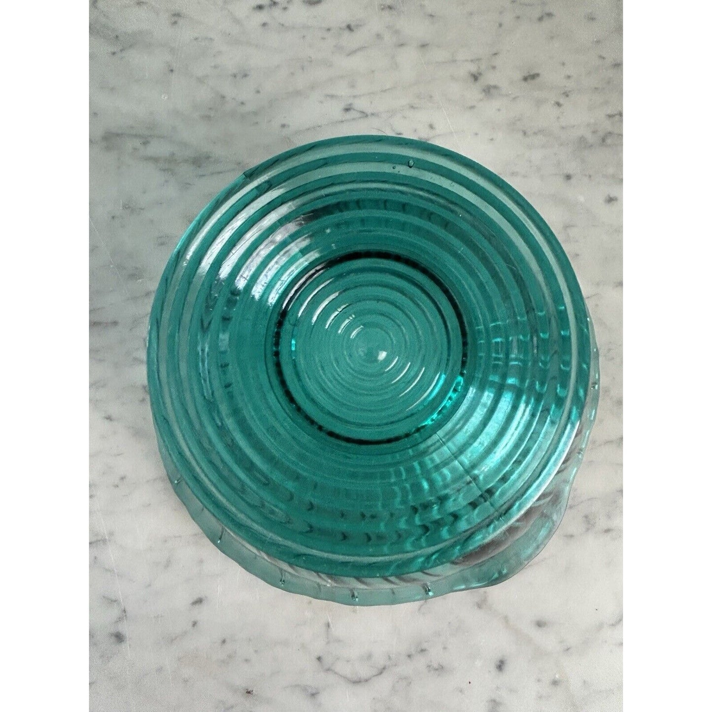 Vintage Jeannette Swirl Ultramarine Green Handled Glass Serving Bowl 10” W