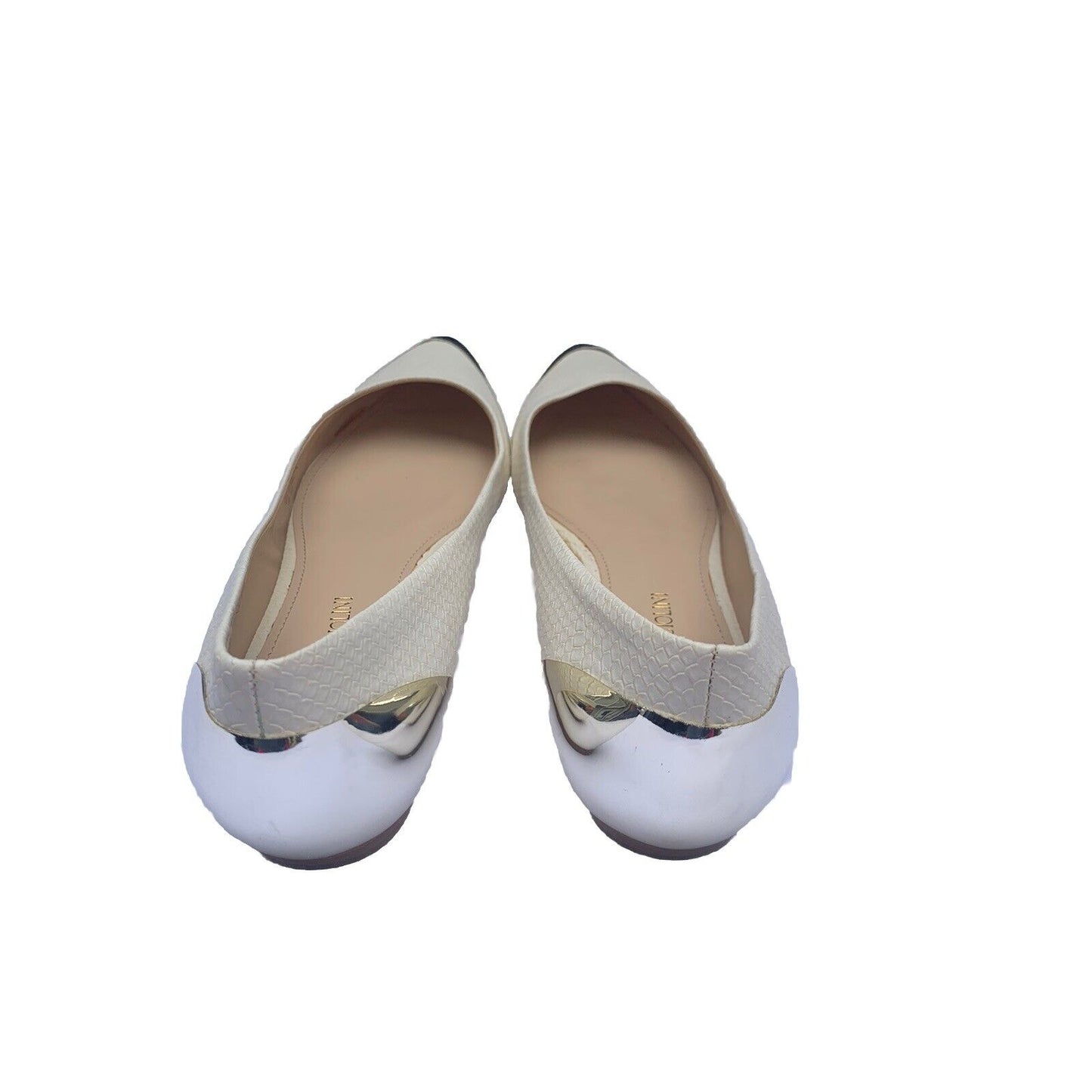 Enzo Angiolini Women’s Size 9 Shoes Slip On Pointed Toe Ivory And Metallic Gold