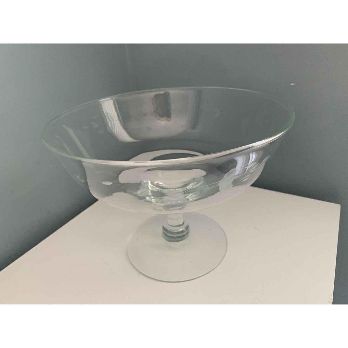 Vintage Crystal Princess House Heritage Flower Footed Pedestal Compote Bowl 7"