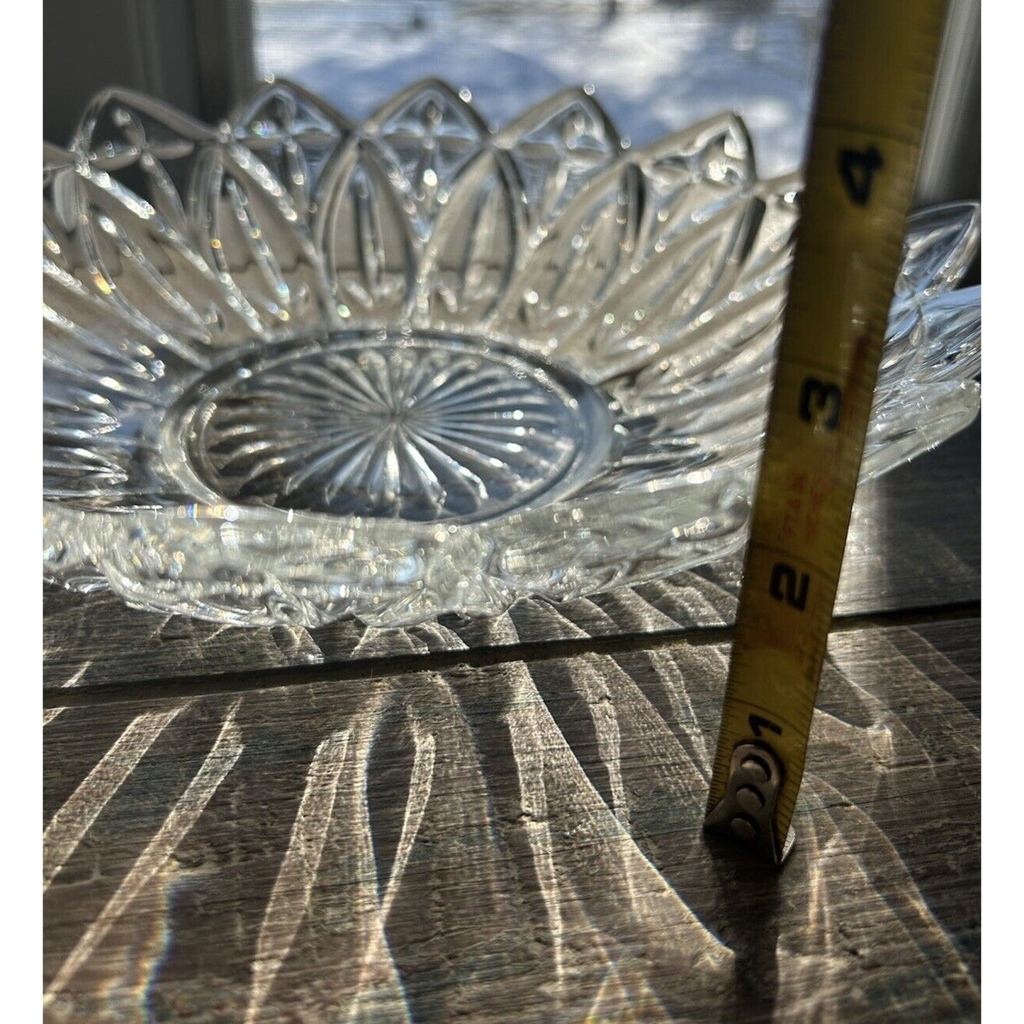 Vintage Federal Glass Petal Pattern Clear Glass Serving Bowl & Platter Flower