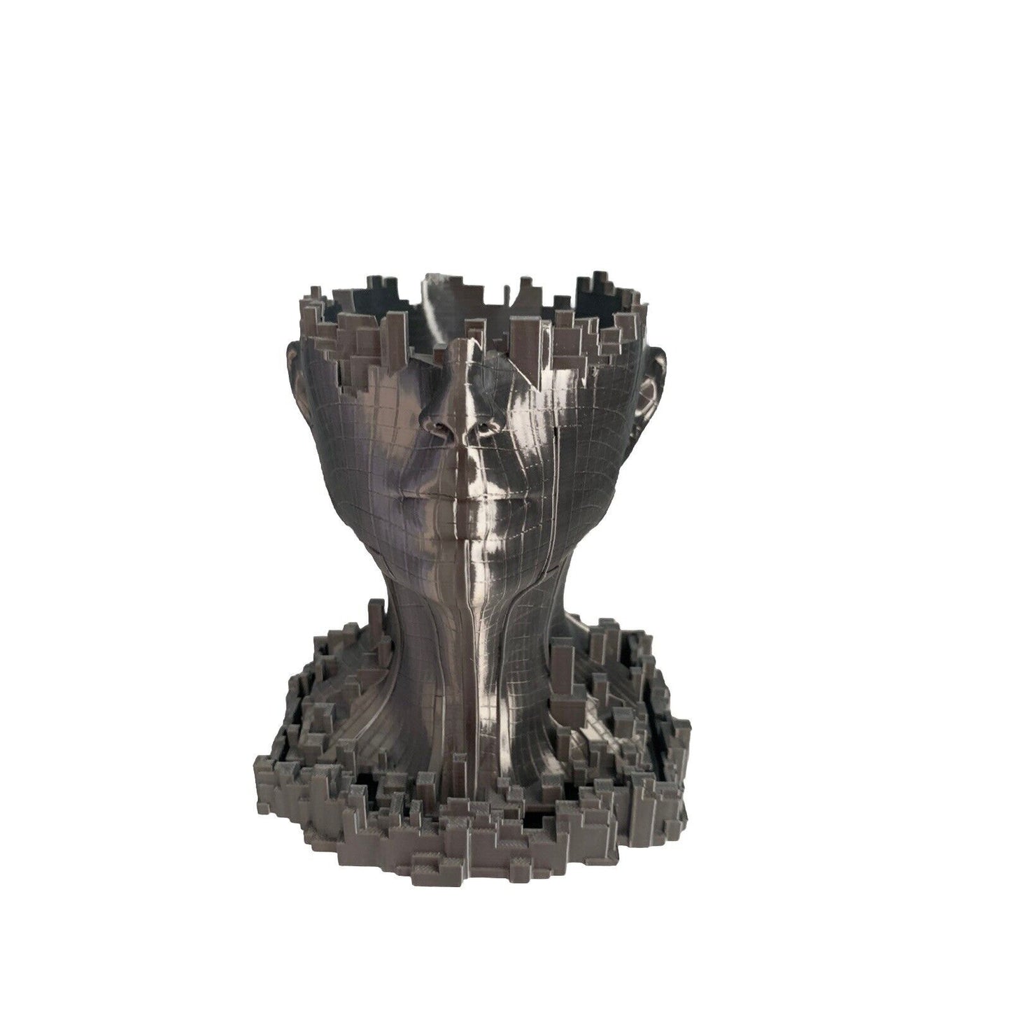 3D Pixel Printed Head Planter Drip Tray Vase Pot Female Face Art Deco Home Decor