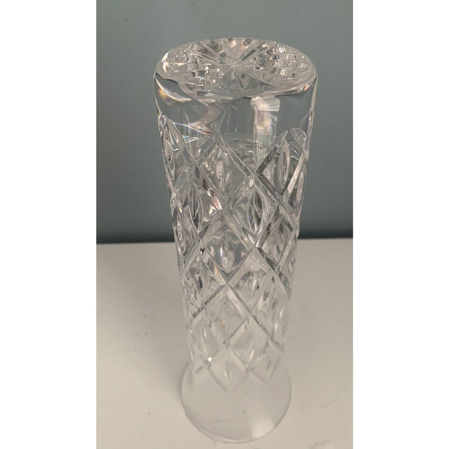 Atlantis Crystal Flower Vase 10.5" Tall ATL14 Collection Vintage MCM Tube