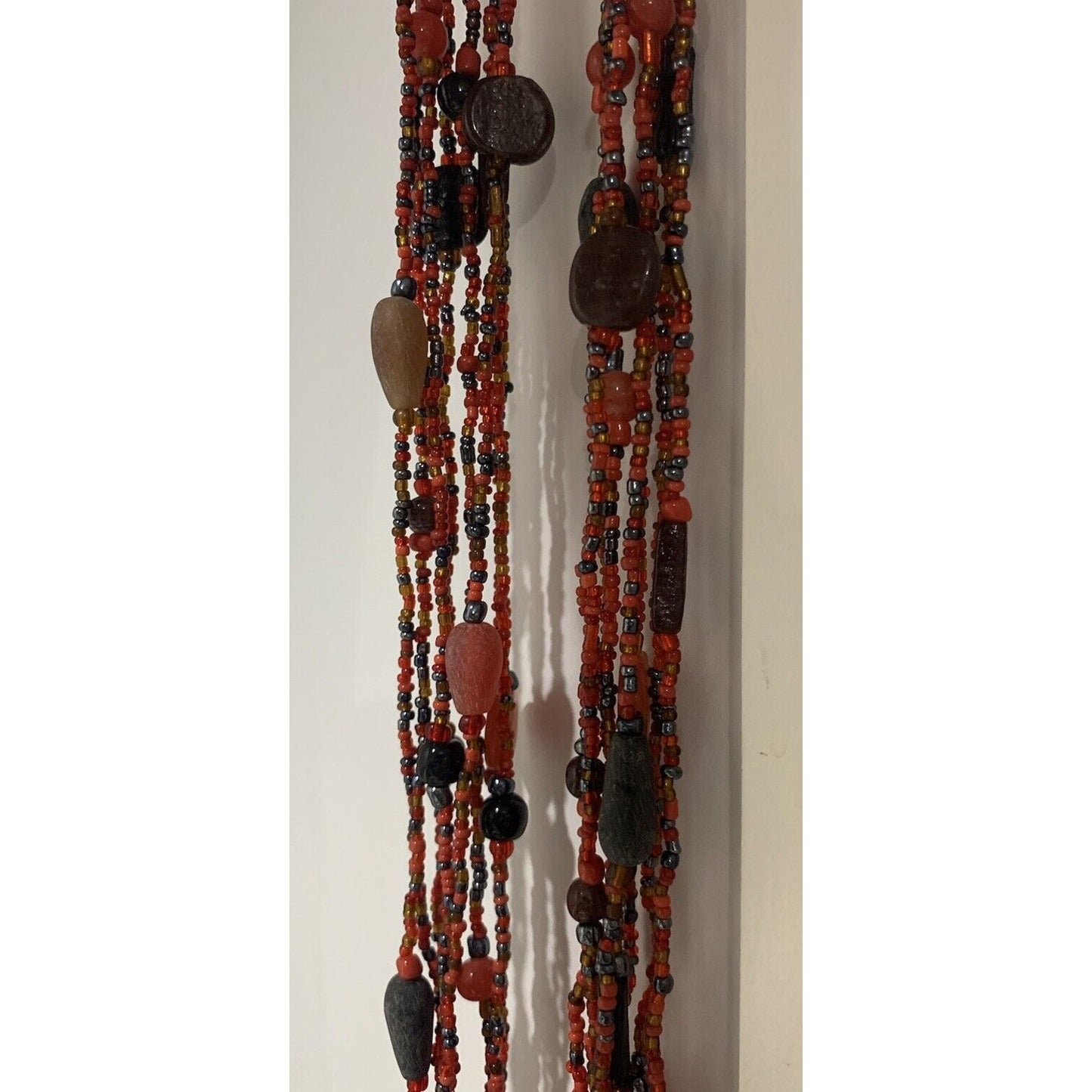 Coral Seed Bead 4 Multi Strand Necklace 14” Inch