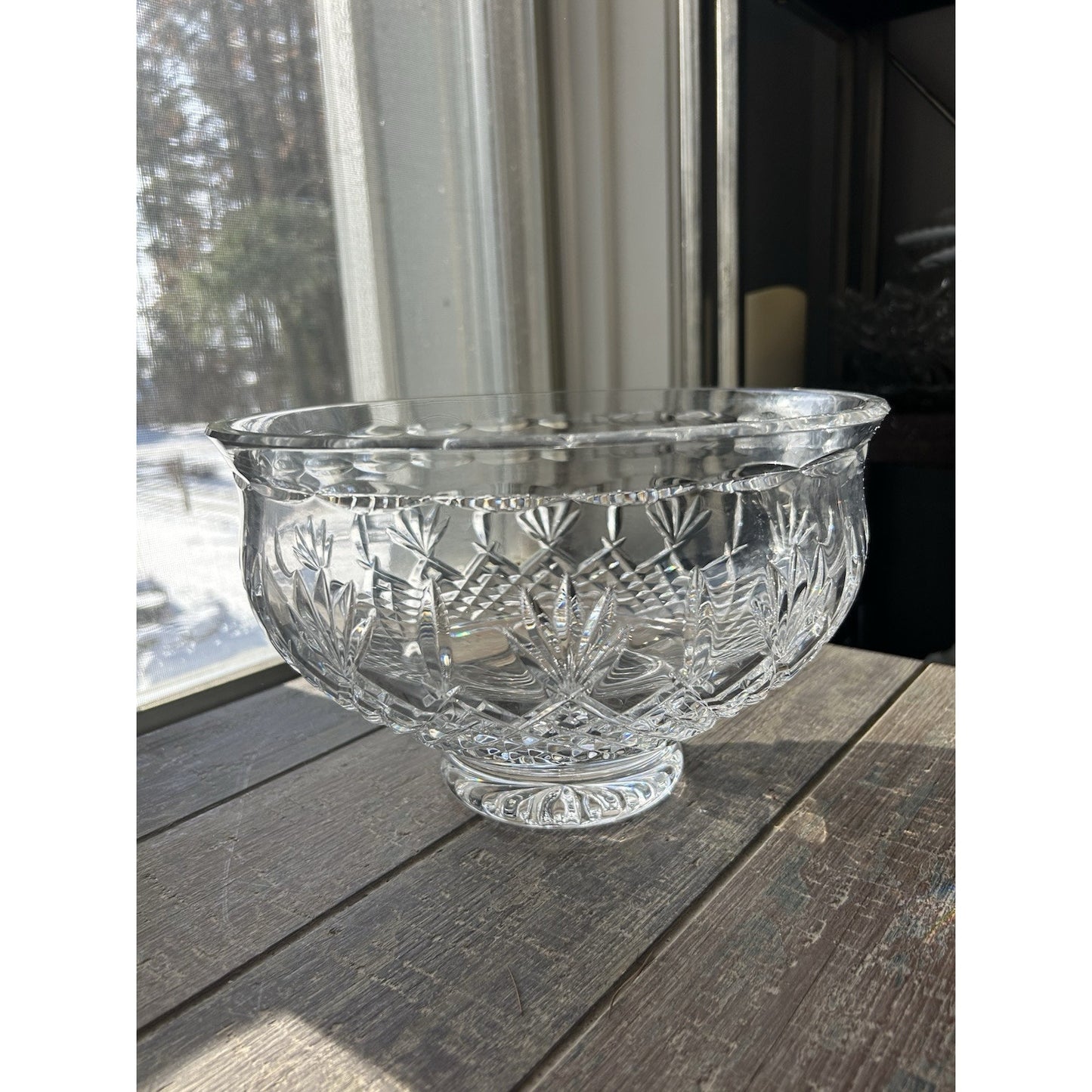 Waterford Crystal Killarney 9.5” Centerpiece Footed Bowl Signed Clear Elegant