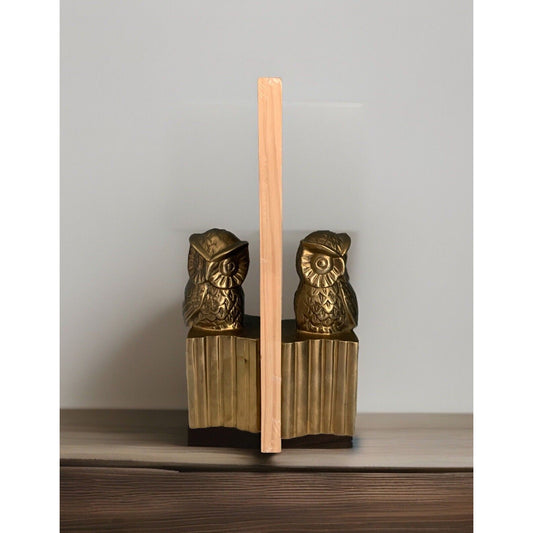 Vintage Owl Bookends Brass Night Bird Stands Decor Retro MCM Heavy Solid Gold