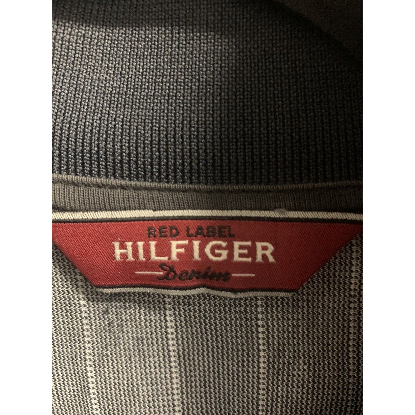 Vintage Hilfiger Red Label Denim XL Men’s Jacket Black Pin Stripe Full Zip Rock