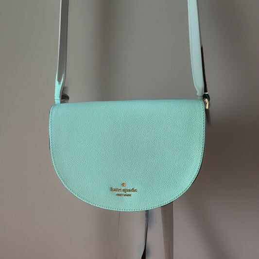 NWOT Kate Spade Luna Pebbled Leather Crescent Crossbody Perfect Pool Blue Purse