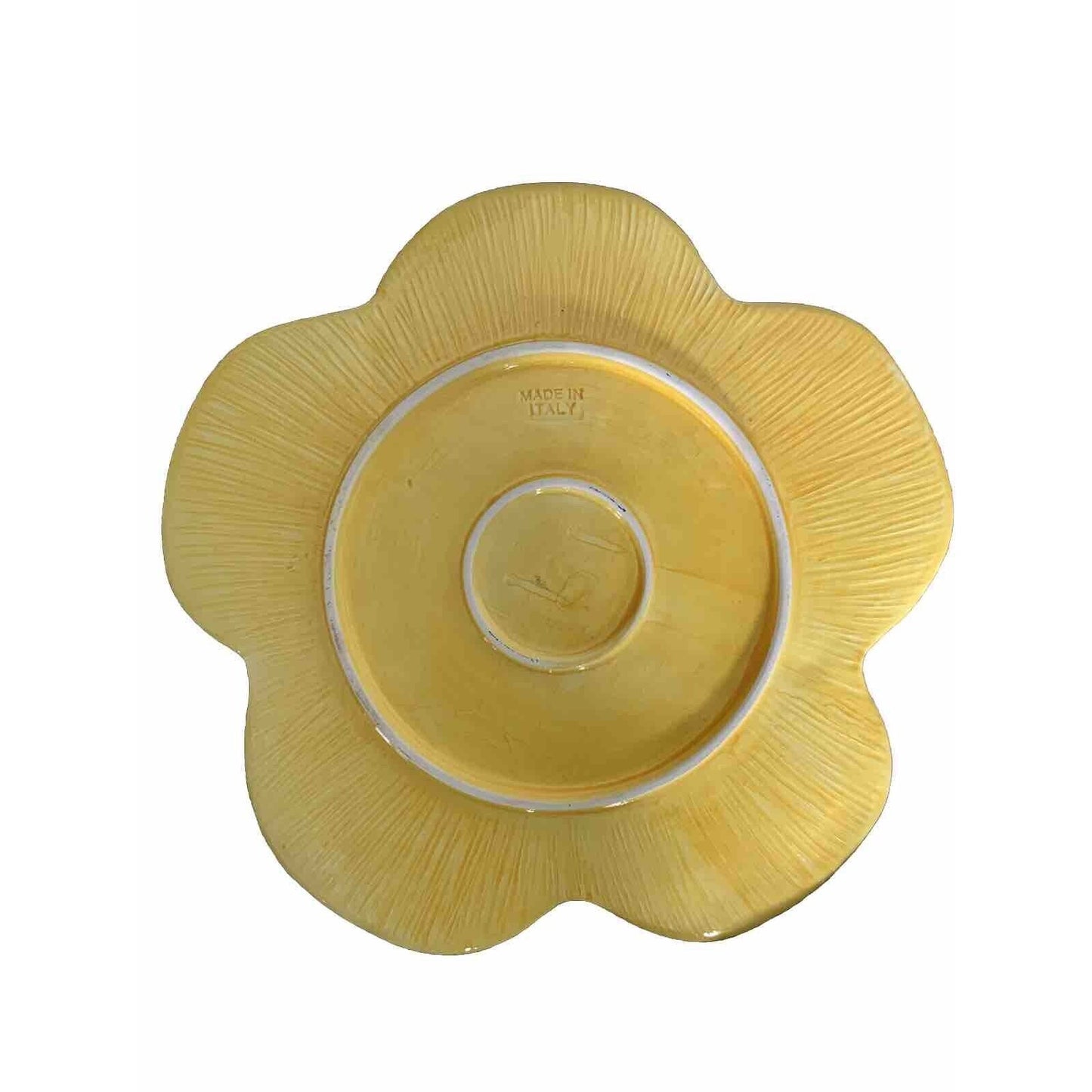 Vintage Italian Yellow Ceramic Flower Blossom Bees 3D Serving Tray