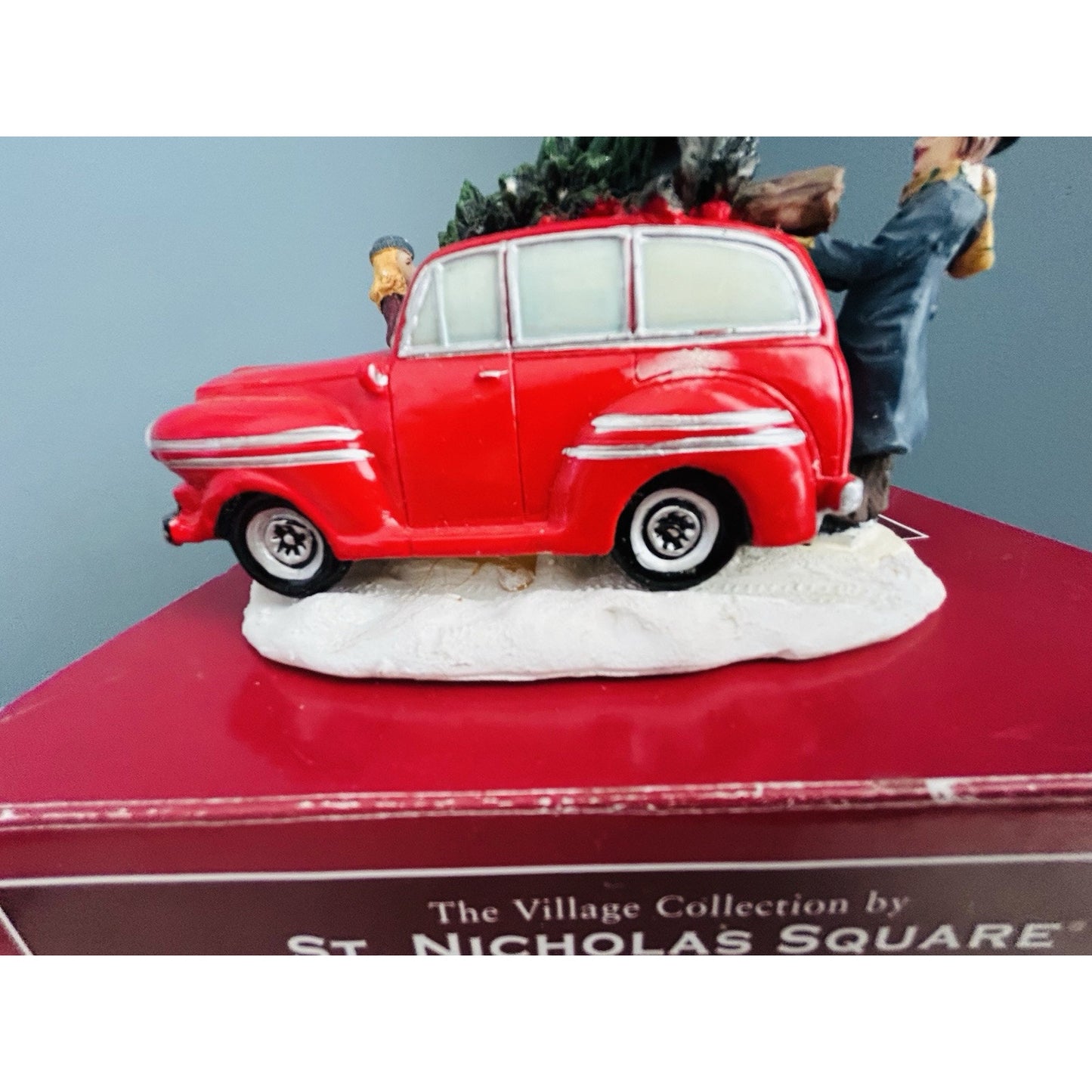 The Village Collection St. Nicholas Square Christmas Tradition Red Car Tree Top