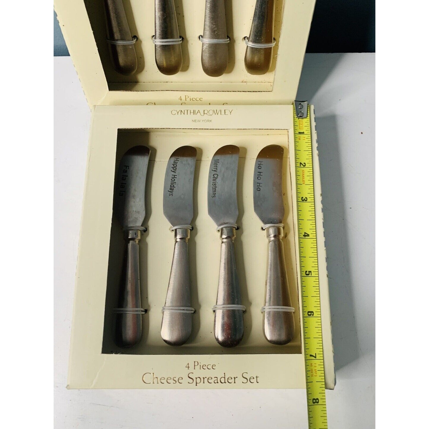 2 NIB Cynthia Rowley Appetizer Cheese Spreader 8 Piece Set Merry Christmas Ho Ho