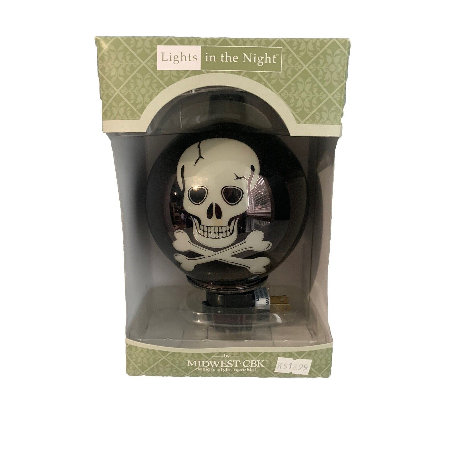 NWT Black Halloween Skull Night Light Wall Lights 8” Tall Midwest-CBK New