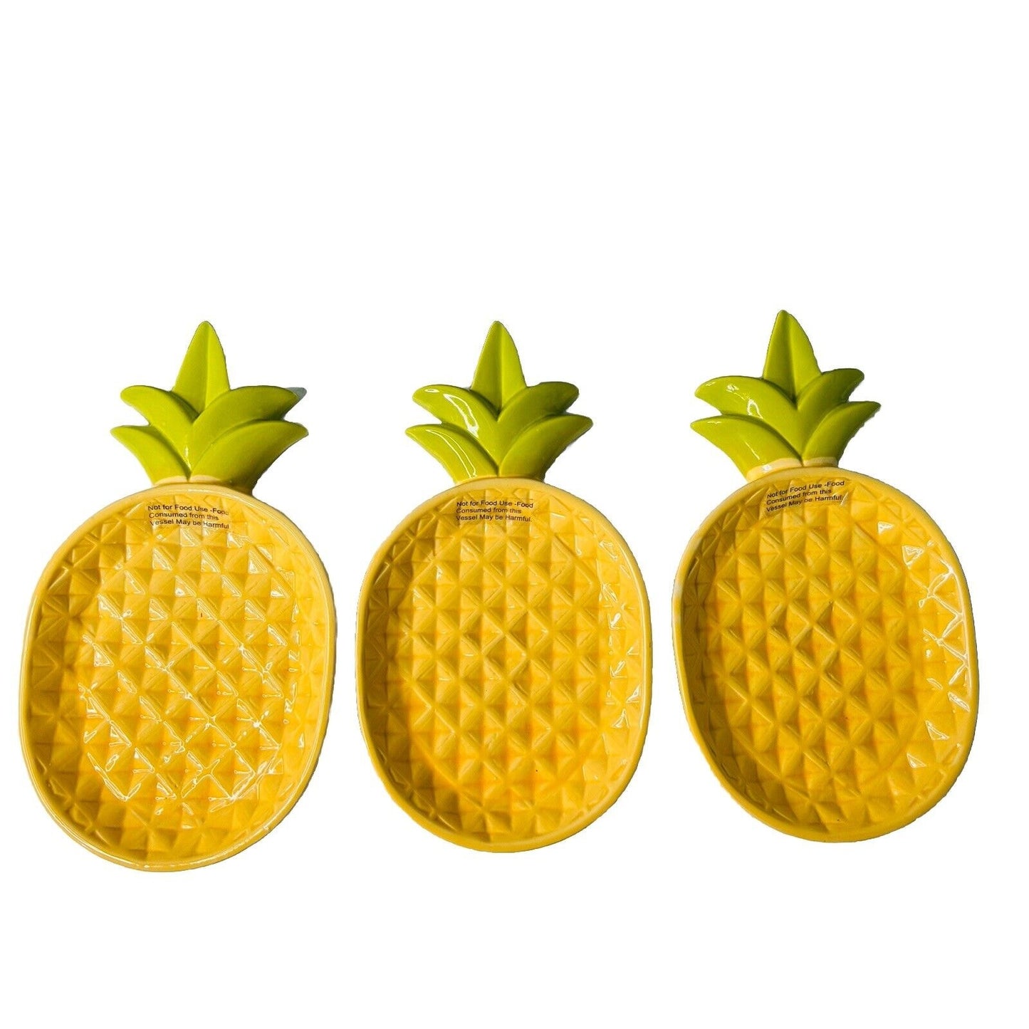 (3) NWT Pineapple Ceramic 12 3/4” Yellow Wall Hanging Decor HD Designs Outdoor