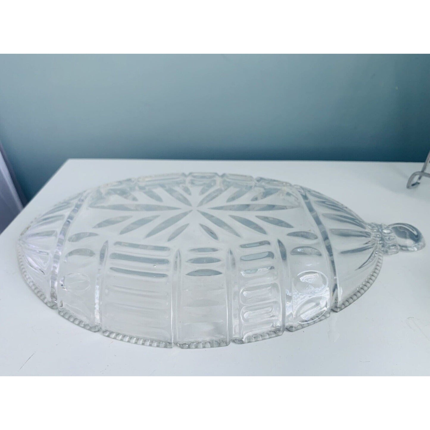 Vintage Fifth Avenue 15” Crystal Ornament Shaped Serving Dish Platter Christmas