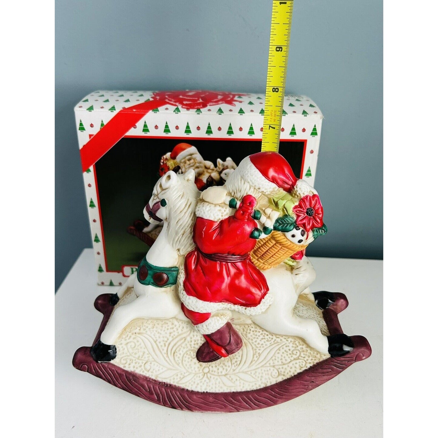 Vintage Target Music Box Santa on Rocking Horse Ceramic Musical In Original Box