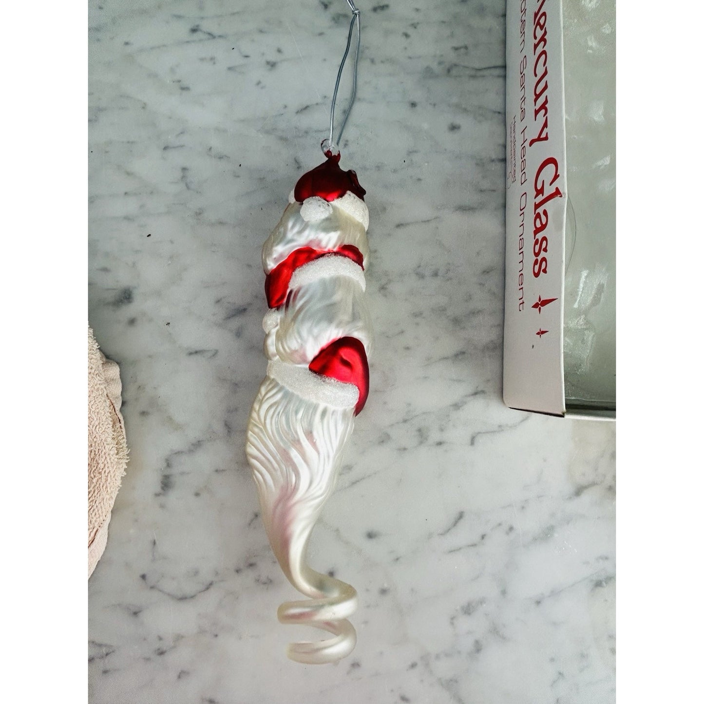 Vintage Department 56 Mercury Glass Totem Santa Head Ornament 1998 10” Tall Box