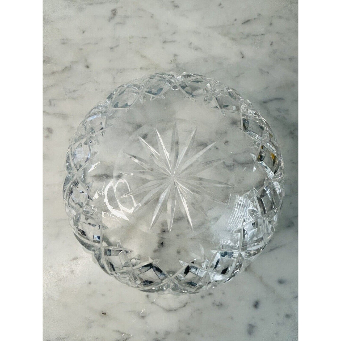 EUC Polonia 24% Lead Crystal Bowl Dish Made In Poland Hand Cut Clear Glass X