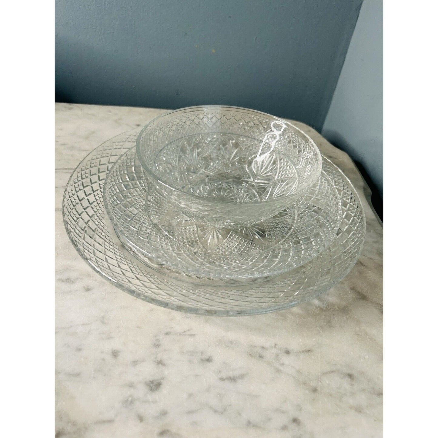 New Cristal D'Arques Durand Vintage Set (1) Dinner (1) Lunch Plate (1) Bowl