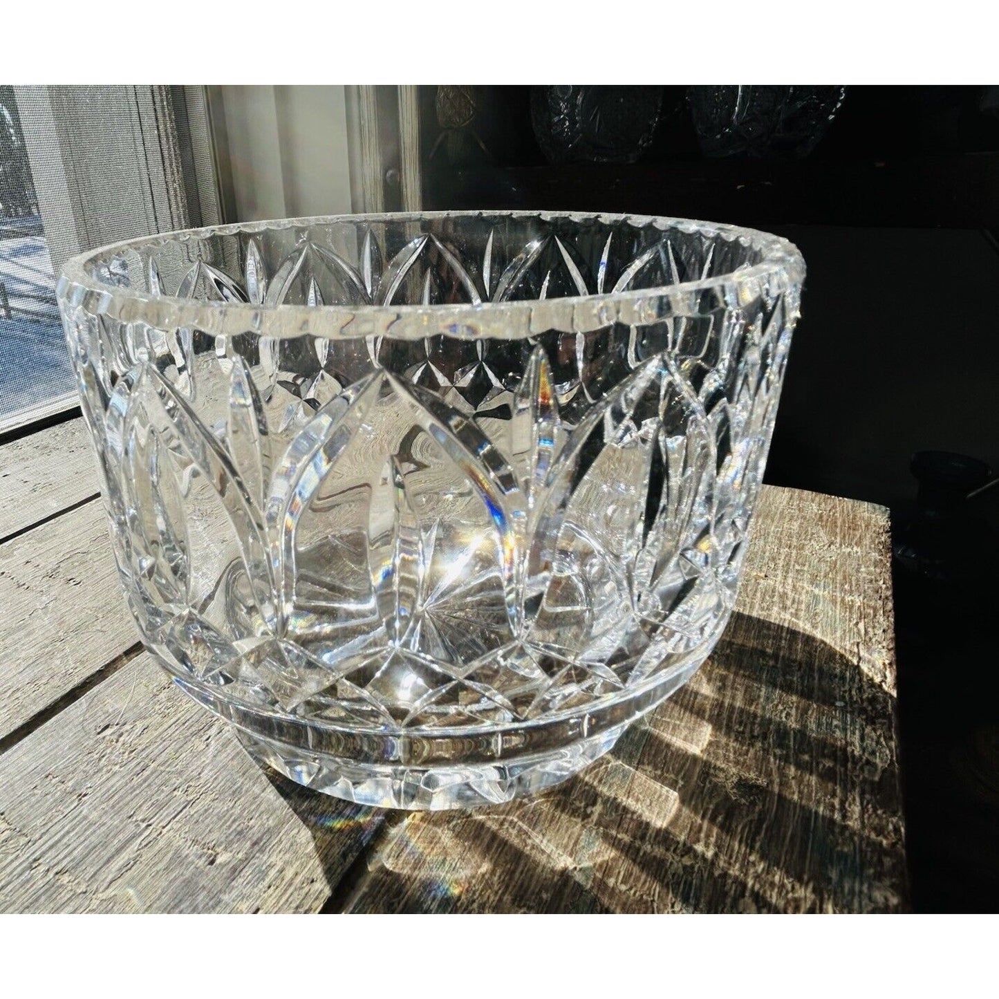 Vintage Astor Crystal Bowl Round Clear Glass Centerpiece