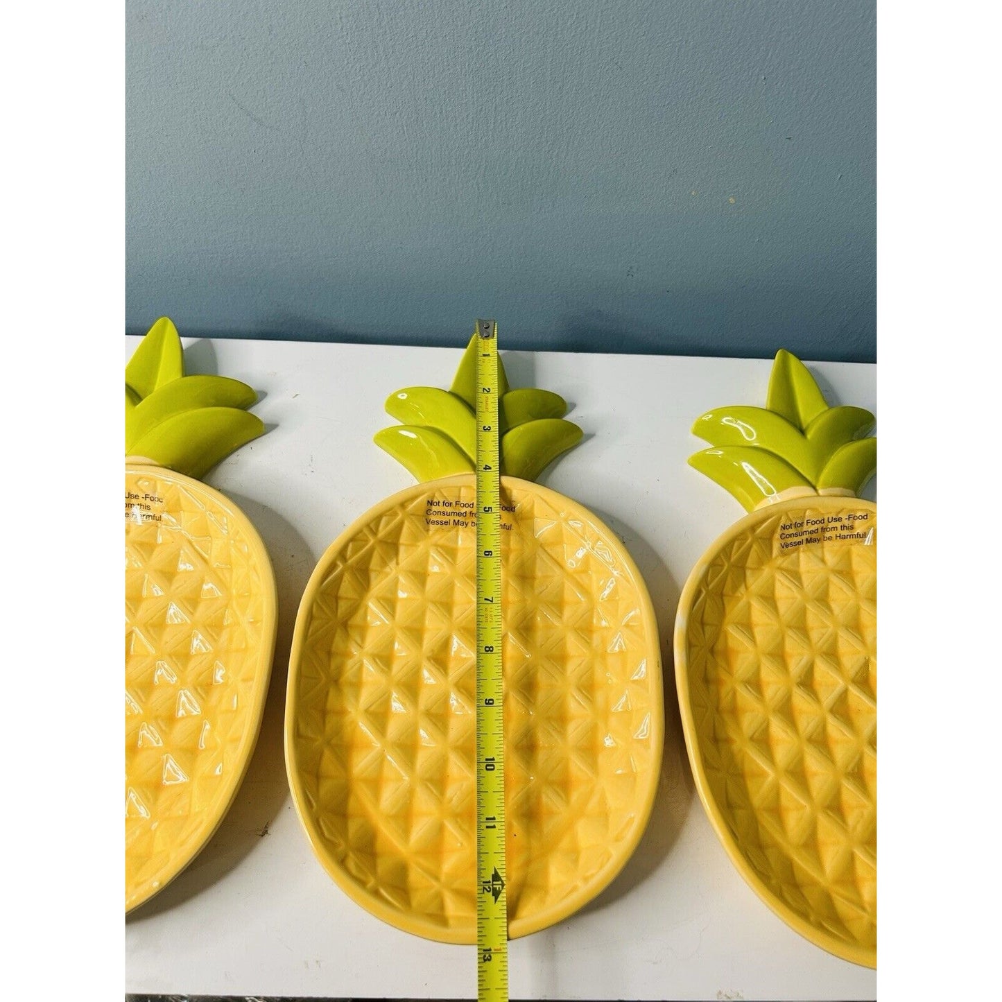 (3) NWT Pineapple Ceramic 12 3/4” Yellow Wall Hanging Decor HD Designs Outdoor